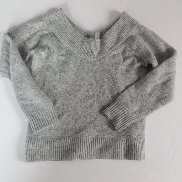 Forever 21 Small Fuzzy Off the Shoulder Sweater Grey Pullover - Picture 2 of 8